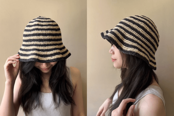 isk-005 原木黑條紋漁夫帽｜超值影音材料包