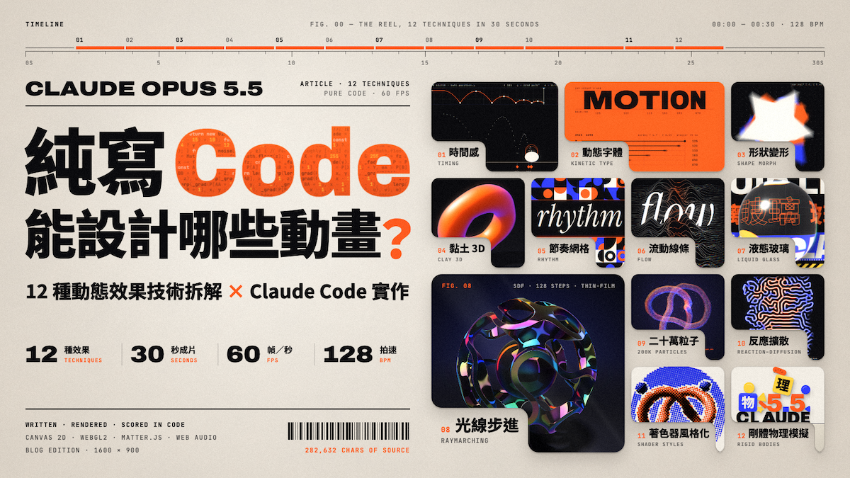 純程式碼動畫怎麼做？用 Claude Code 拆解 12 種動態效果