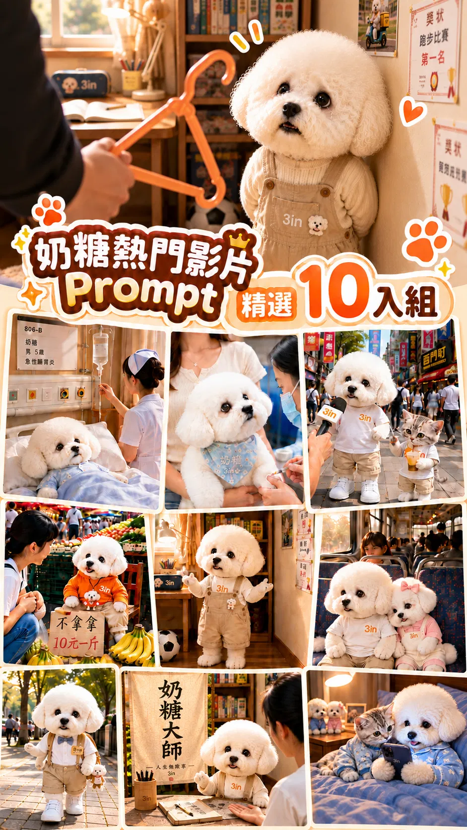 奶糖熱門影片 Prompt｜完整 10 入組