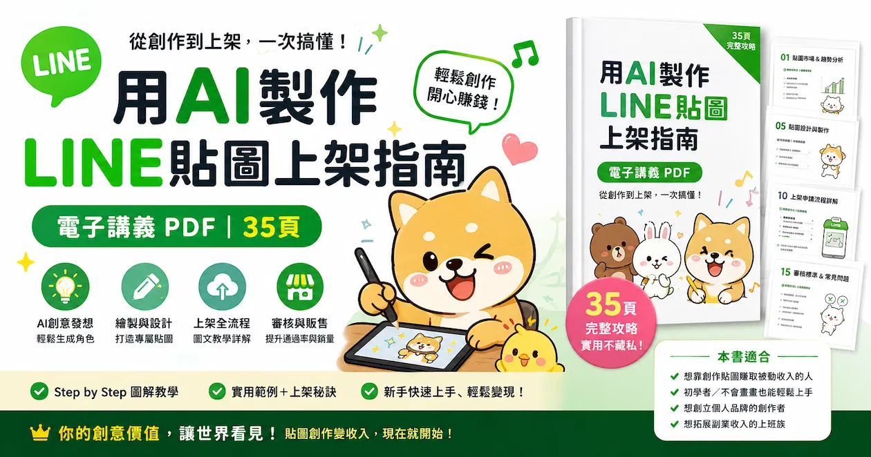 用AI製作Line貼圖上架指南電子講義 PDF 42頁