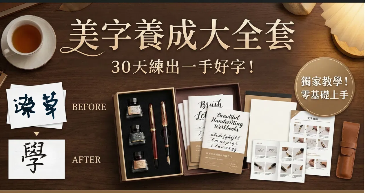 ♥️美字養成大全套-超強全攻略，最超值字帖組。原價2878元，限時特價830中。學堂最優惠字帖套組