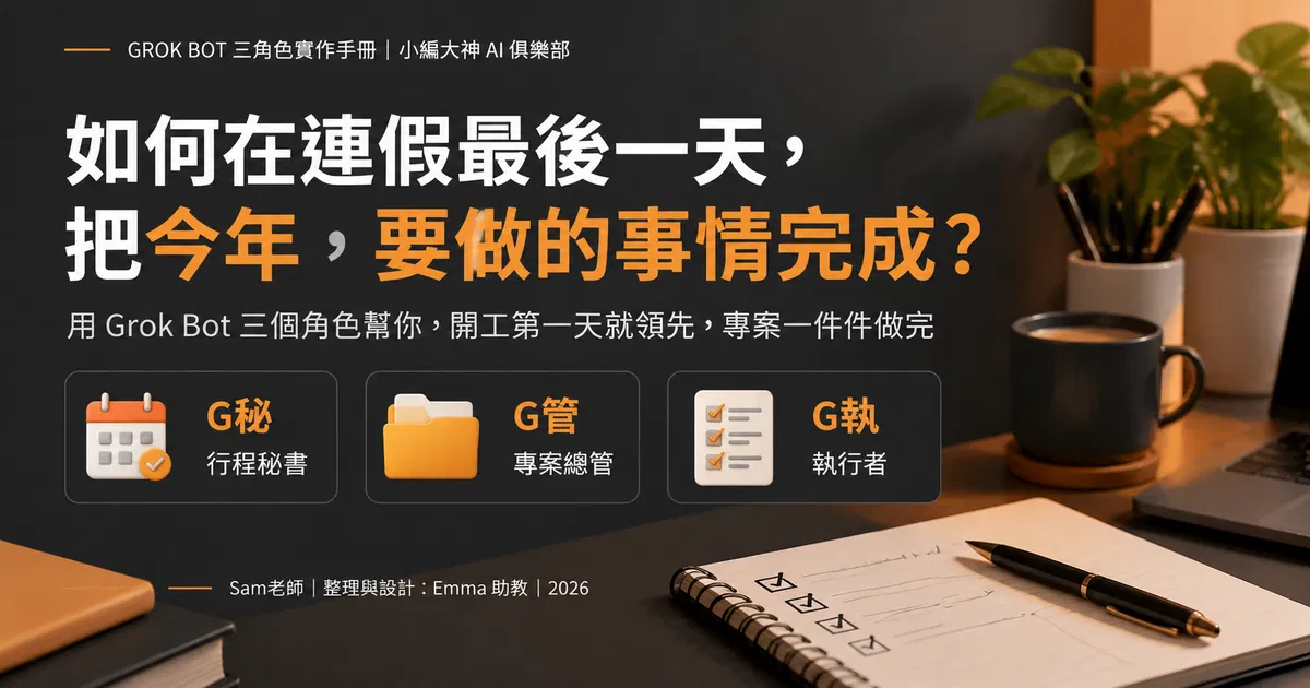 如何在連假最後一天，完成接下來一整年的工作？｜Grok Bot 數位員工實作手冊（PDF電子書）