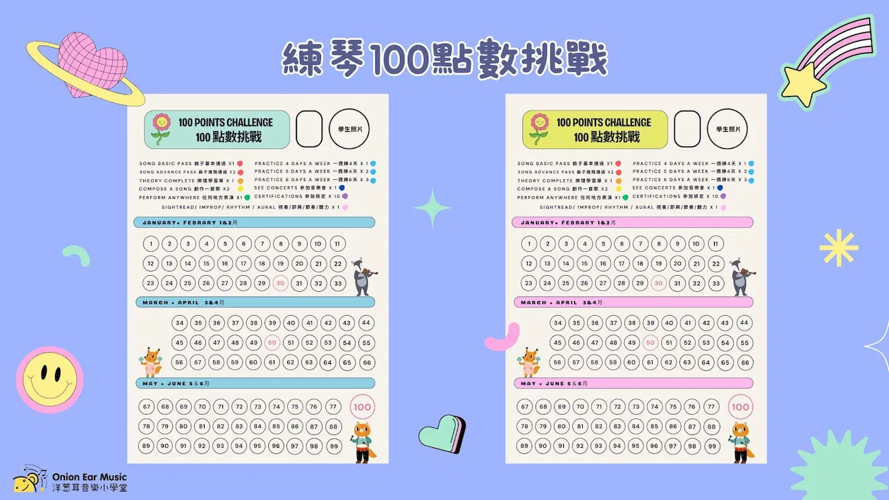 練琴100點數挑戰單