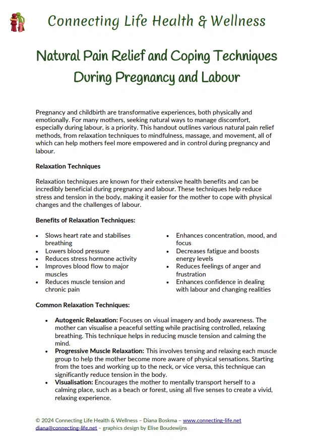 Natural Pain Relief and Coping Techniques During Pregnancy and Labour