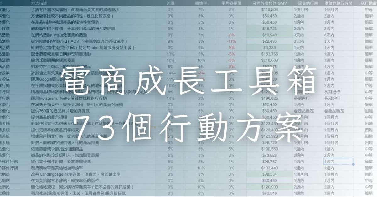 電商成長工具箱 - 73個可執行的行動方案.xlsx