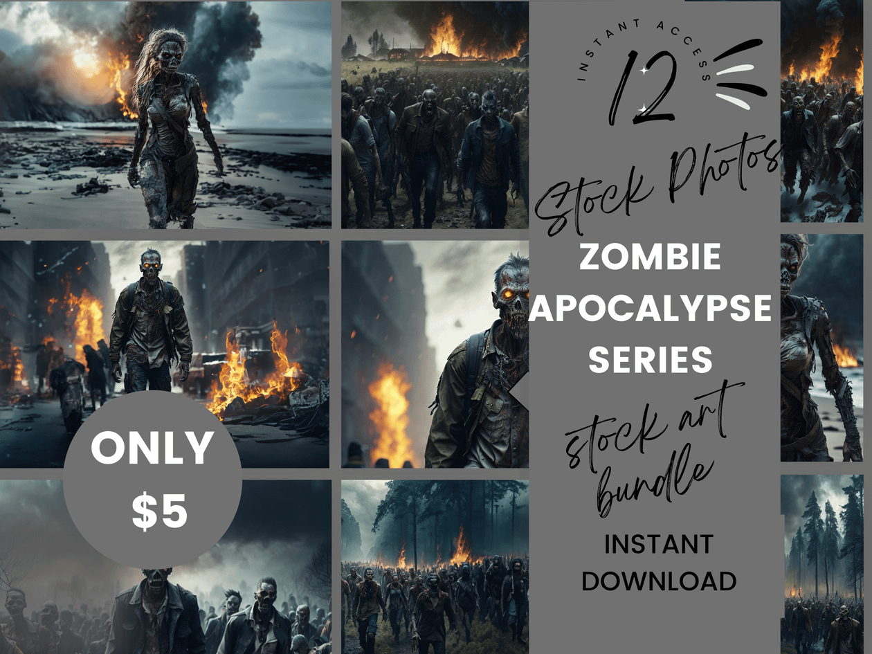 Evoke Fear: Zombie Apocalypse Clipart Collection for DIY Escapes, male and female, Horror Background, Halloween PNG, Commercial Rights
