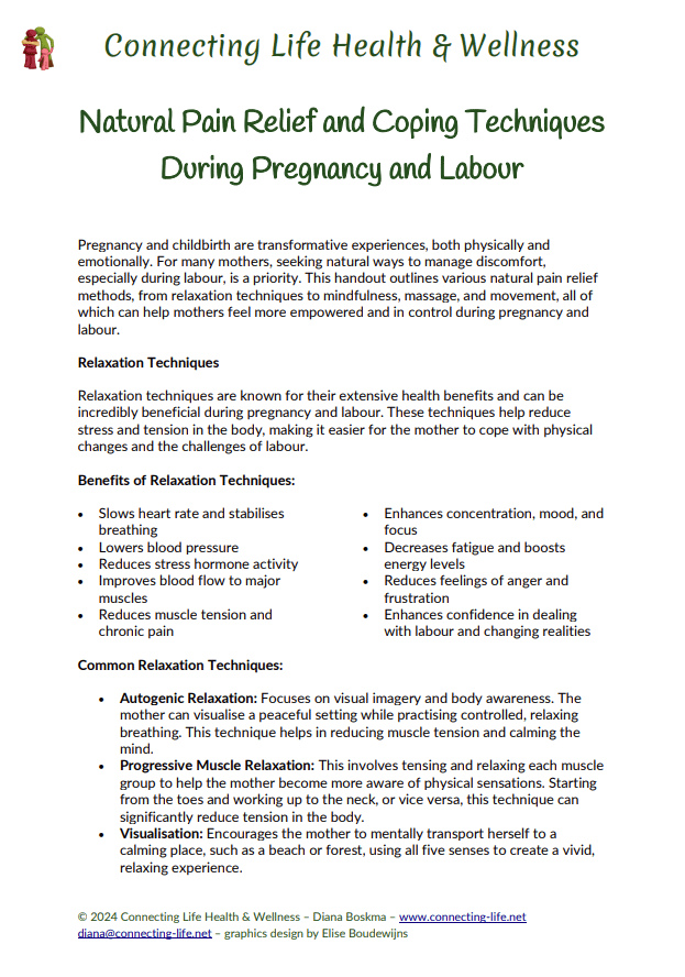 Natural Pain Relief and Coping Techniques During Pregnancy and Labour