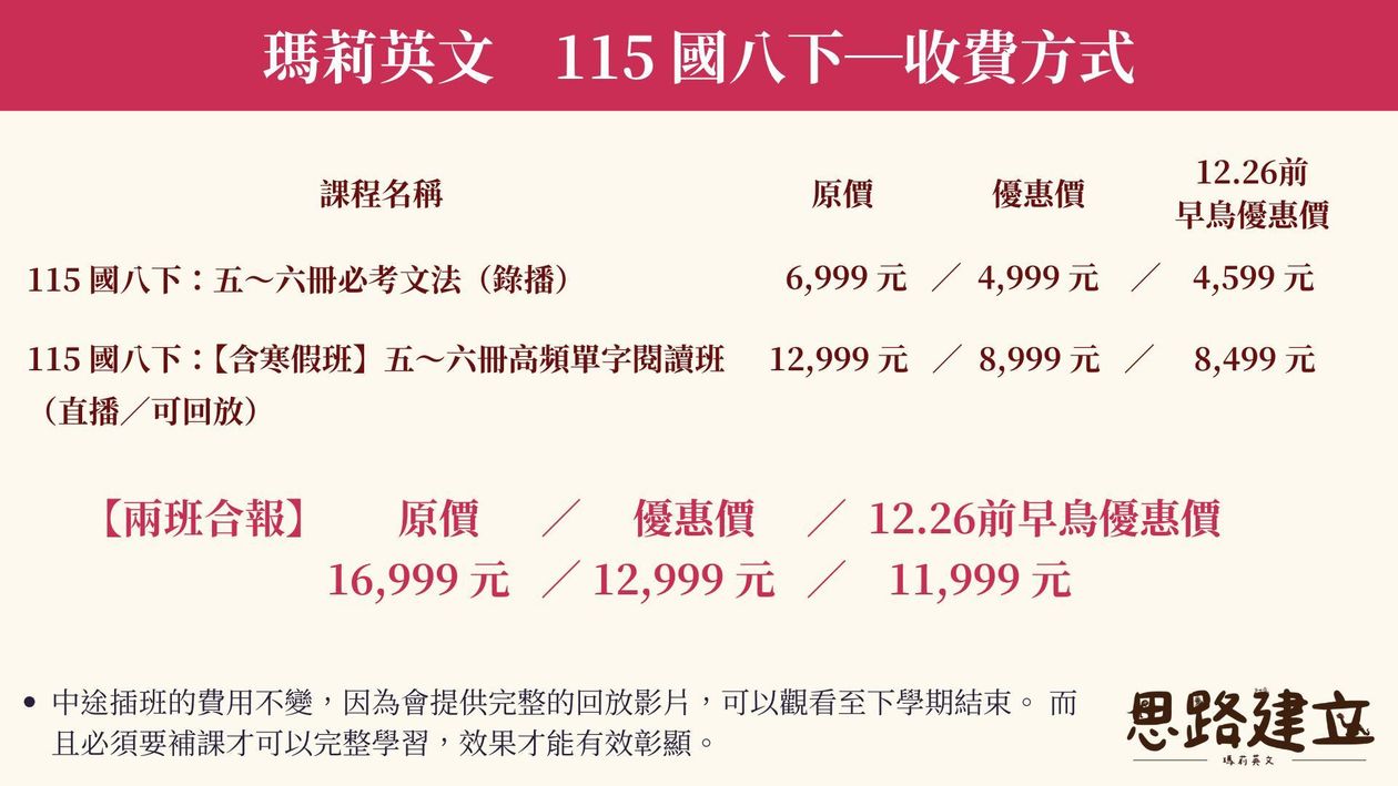 國八下：英文合報方案