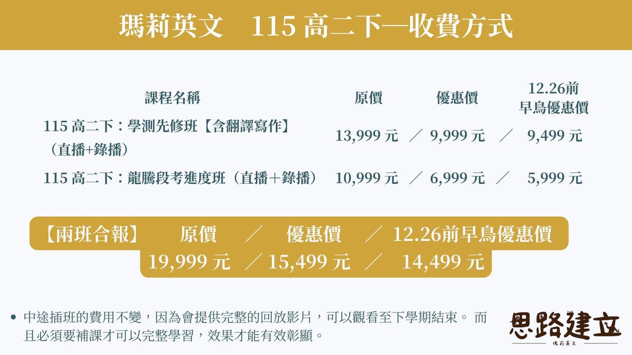 高二下：英文合報方案