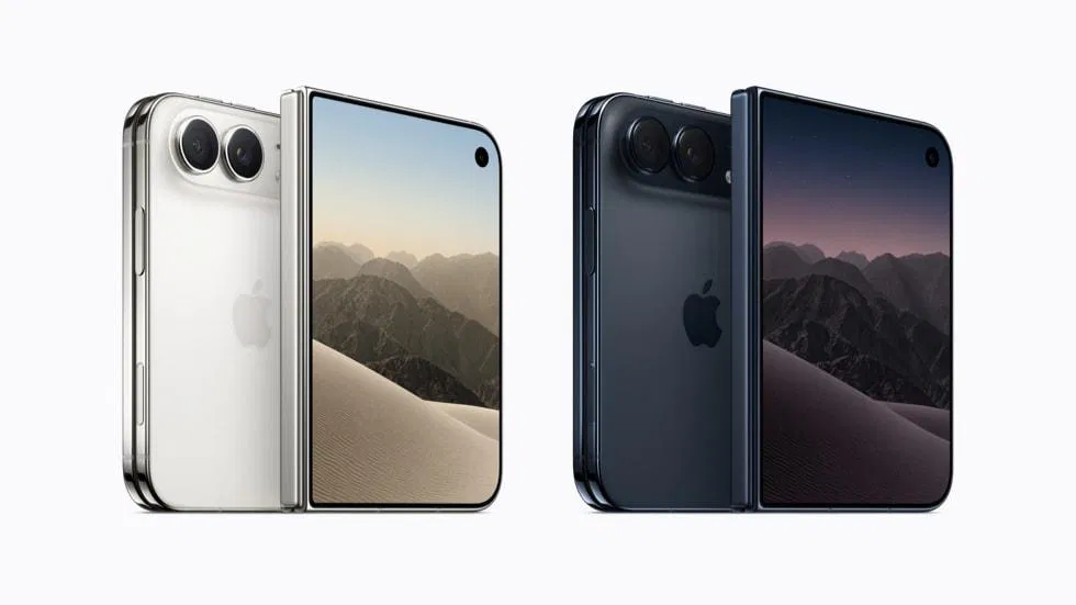 iPhone Duo 星光白色與夜空色，正面與背面各一