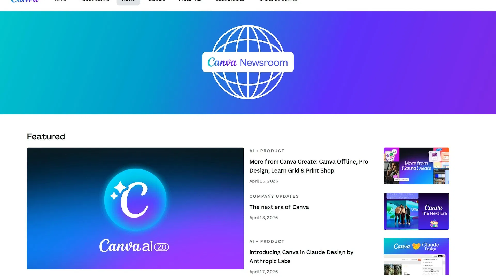 Canva Newsroom 官方頁面