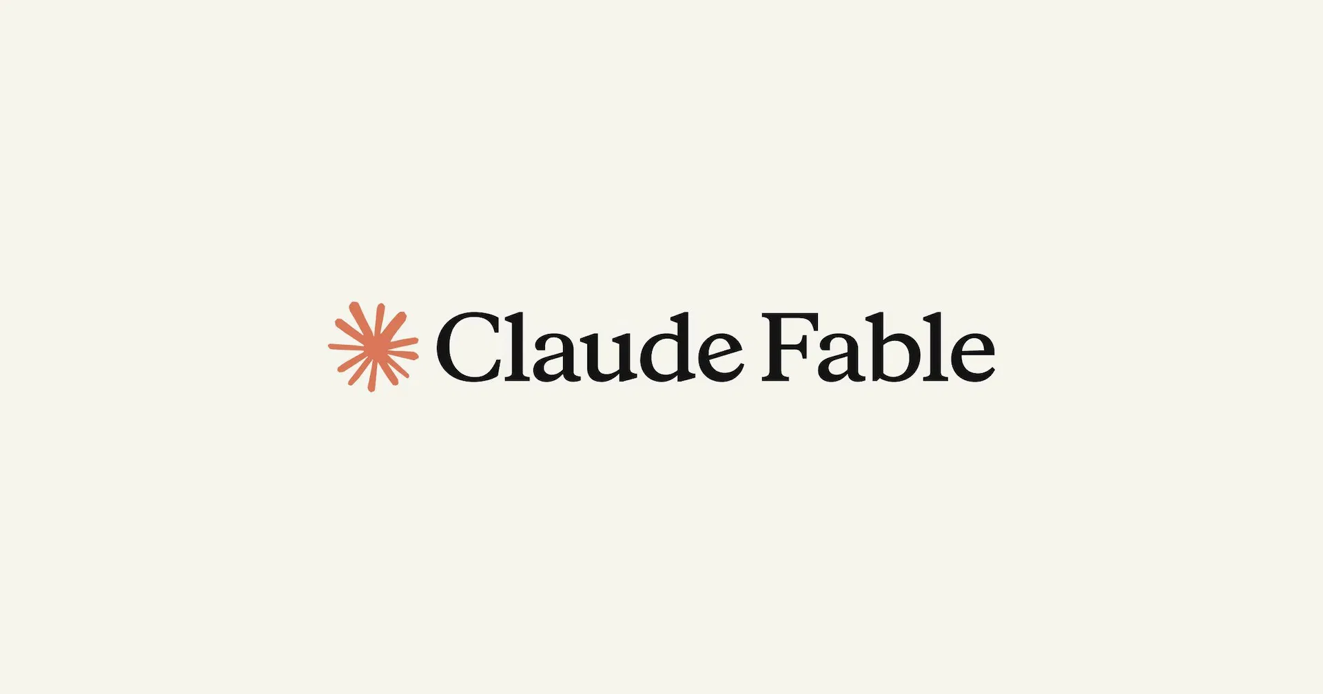 Claude Fable 官方品牌視覺：奶油色底上的橘色星芒標誌與 Claude Fable 字樣