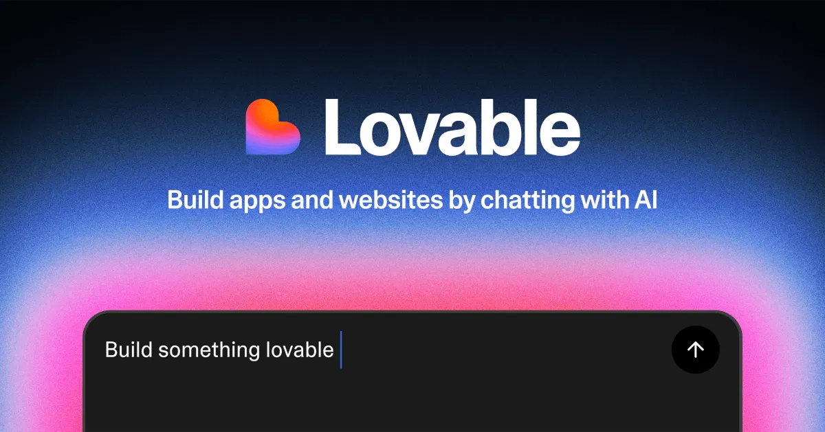 Lovable 官方品牌頁面:Build something lovable 輸入框,AI 全棧 app 建構工具介面