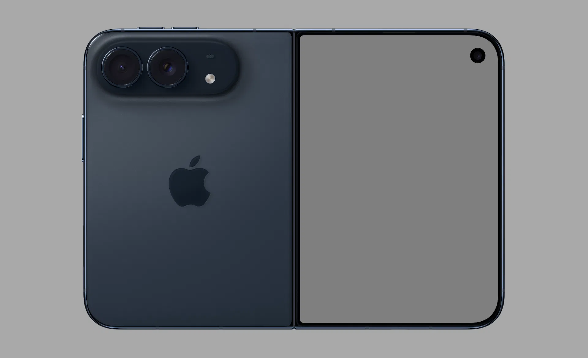 Apple Design Resources 的 iPhone Duo 產品邊框素材，闔起狀態的機背與外螢幕
