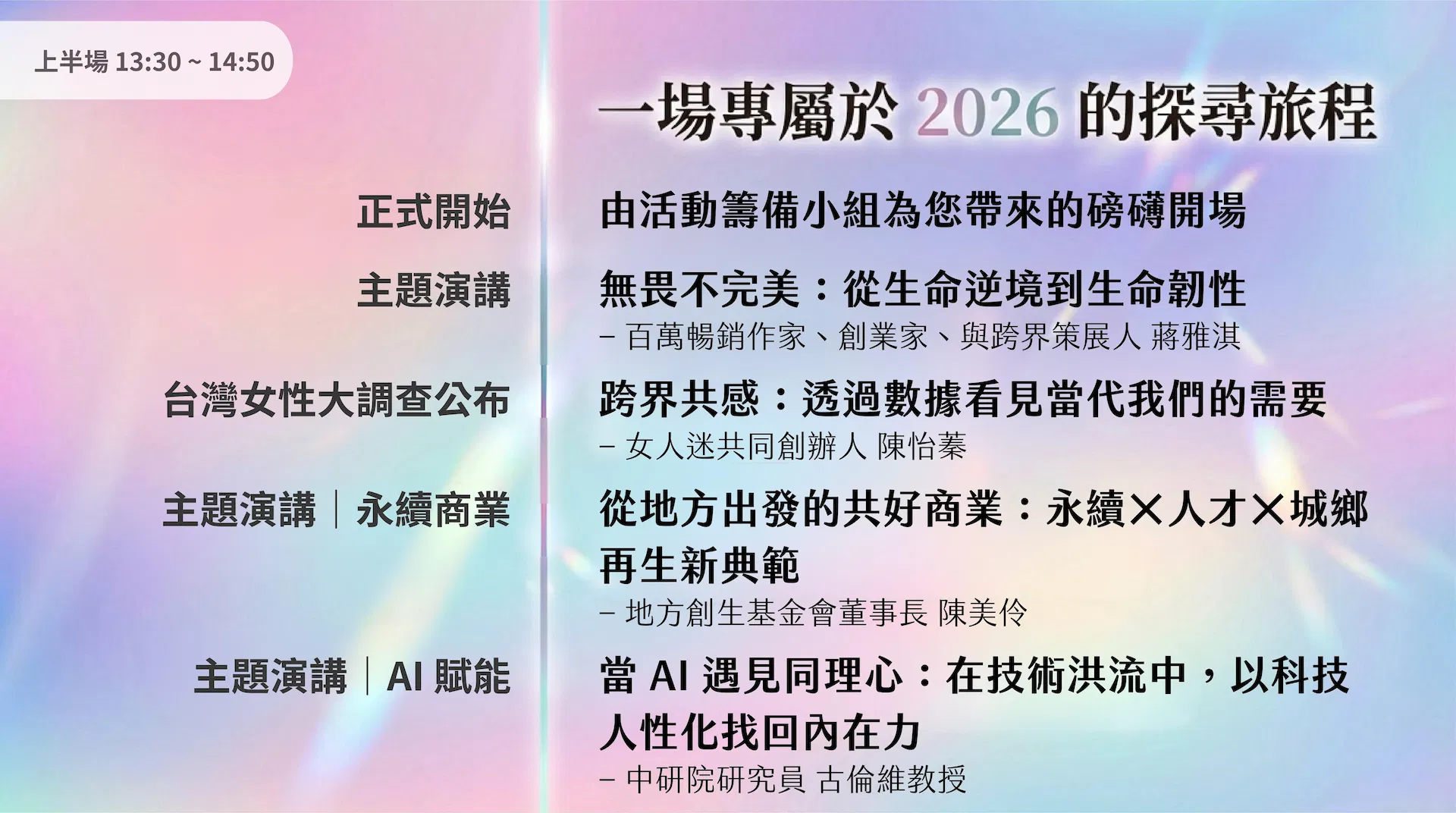 2026全球女性影響力論壇 上半場講題
