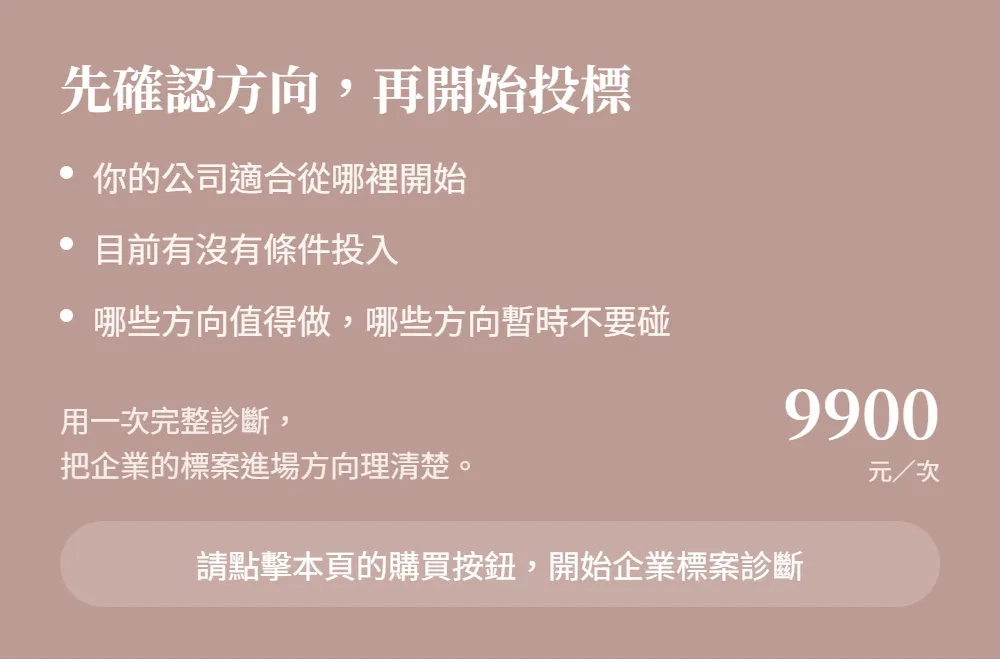 先確認方向，再開始投標。NT$9,900／次，請點擊本頁購買按鈕