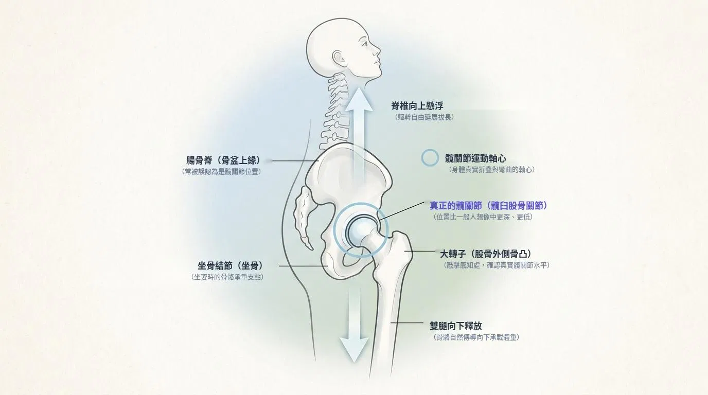 真實髖關節軸心定位圖