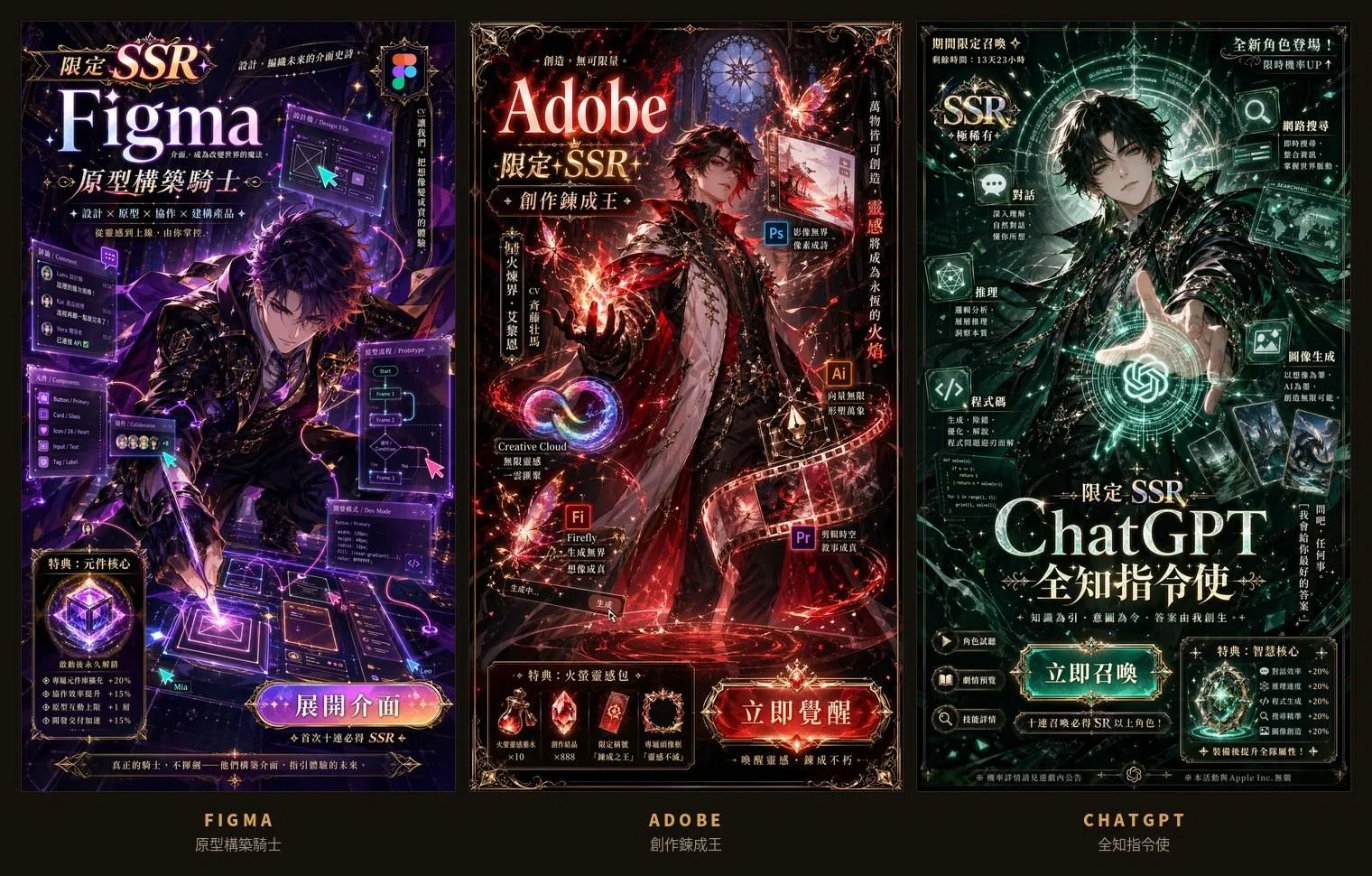 乙女向 SSR Banner — Figma Adobe ChatGPT