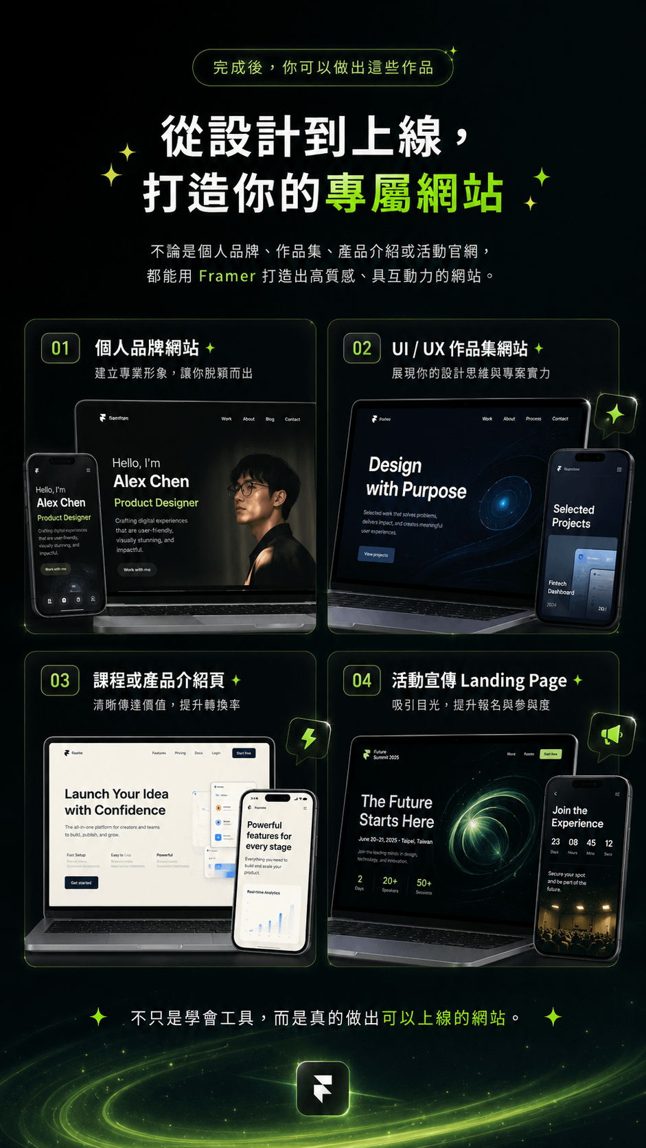Framer 課程成果展示:從設計到上線，打造你的專屬網站作品