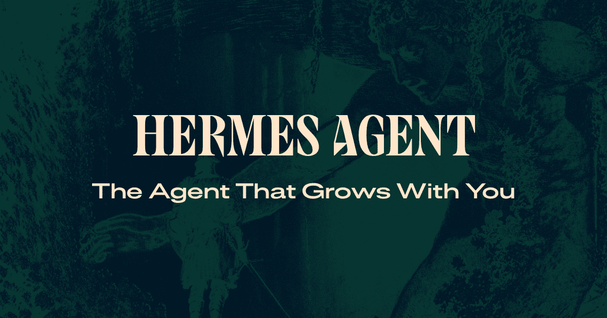 Nous Research 為 Hermes Agent 設計的官方品牌主視覺，採用希臘信使神 Hermes 雕像為靈感