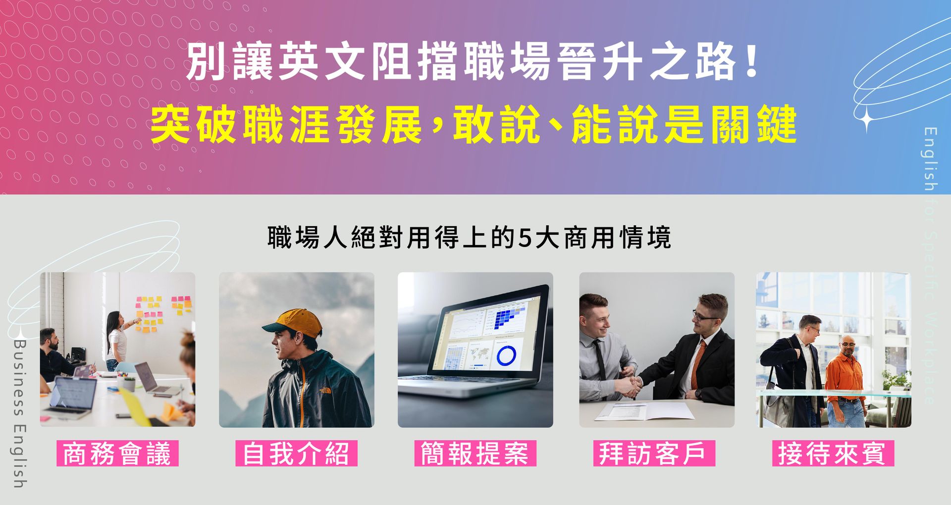 職場人絕對用得上的5大商用情境,商務會議、自我介紹、簡報提案、拜訪客戶、接待來賓