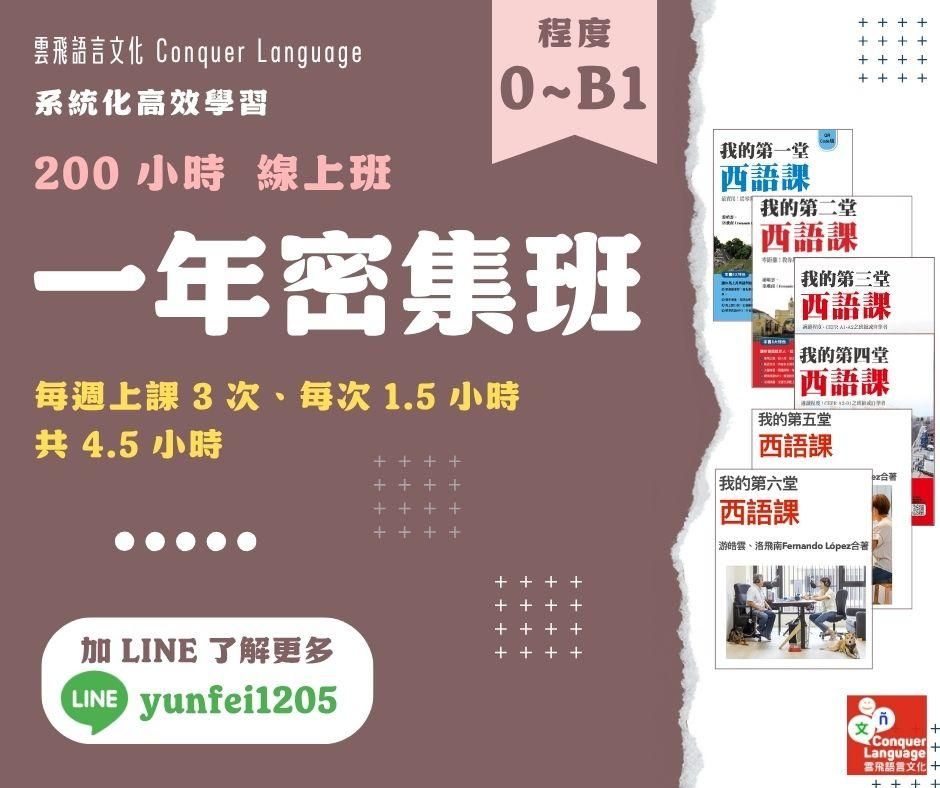 【0-B1 一年抵四年200小時密集班】【同步線上】： 2025年（付訂金預留名額）