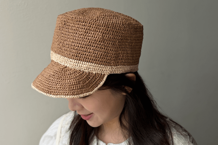 DARUMA 經典材料包 - キャップ日式短簷草帽｜超值影音材料包 - 色號C，老師獨家配色！卡布奇諾｜線上課程＋編織材料包