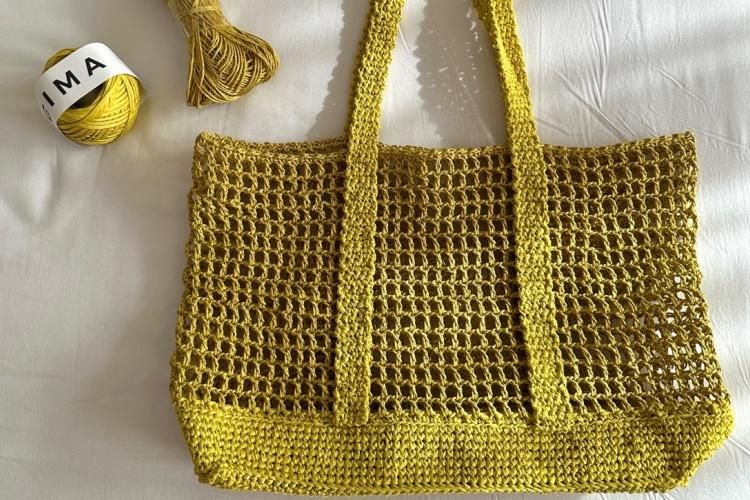 isk-033 日系時尚網格托特包|超值影音材料包 - 限定色!黃花含羞草❗️線上課程+編織材料包