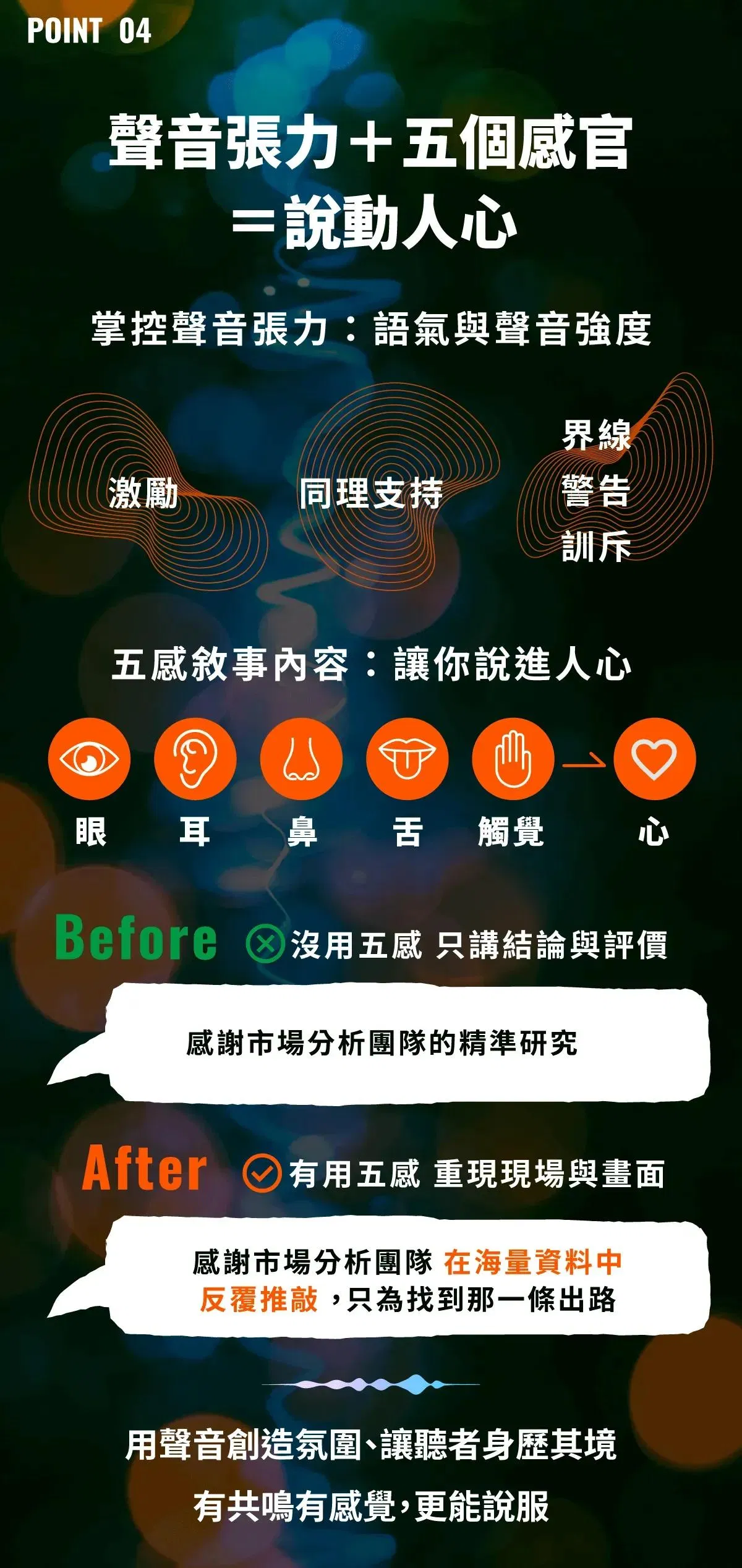 結合聲音張力與五感敘事創造打動人心的溝通共鳴