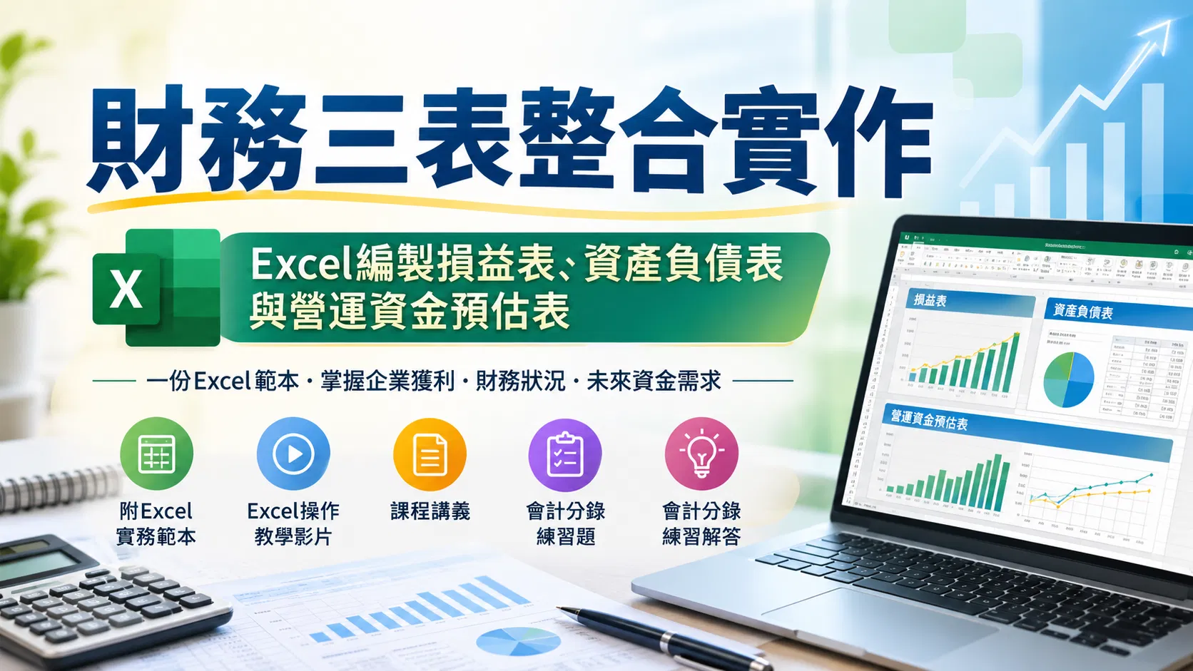 財務三表整合實作：Excel編製損益表、資產負債表與營運資金預估表
