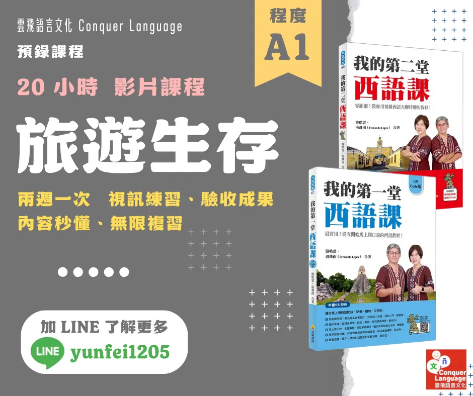 【A1 旅遊】【預錄影片課程】旅遊必備：初學者生存西語課