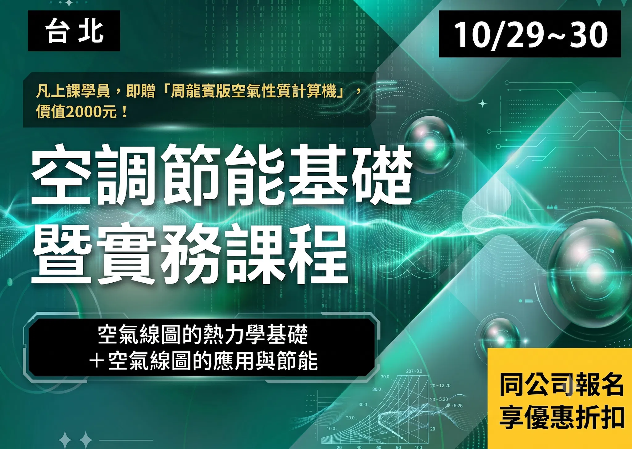空調節能基礎暨實務課程（空氣線圖的熱力學基礎+空氣線圖的應用與節能）