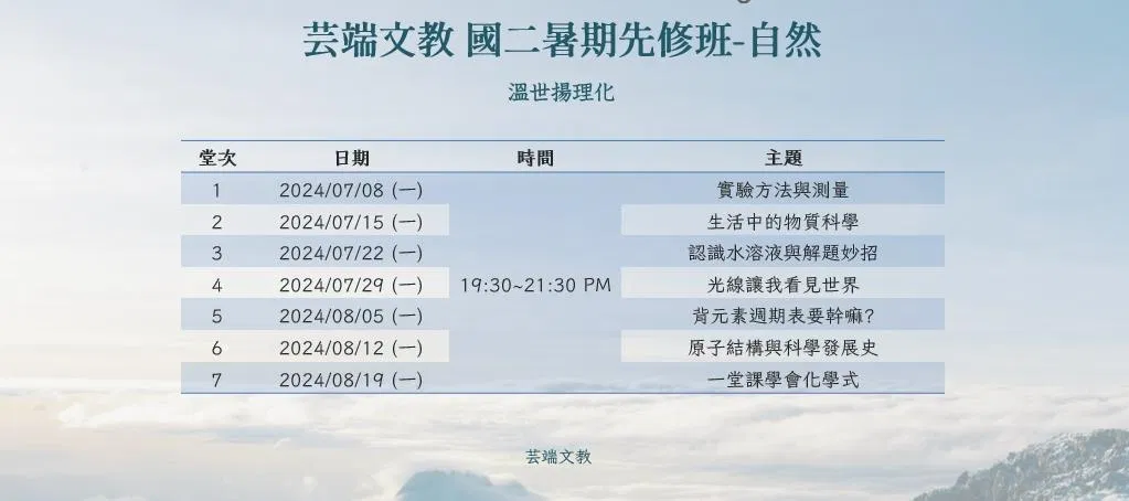國二上學期先修課程 《理化》