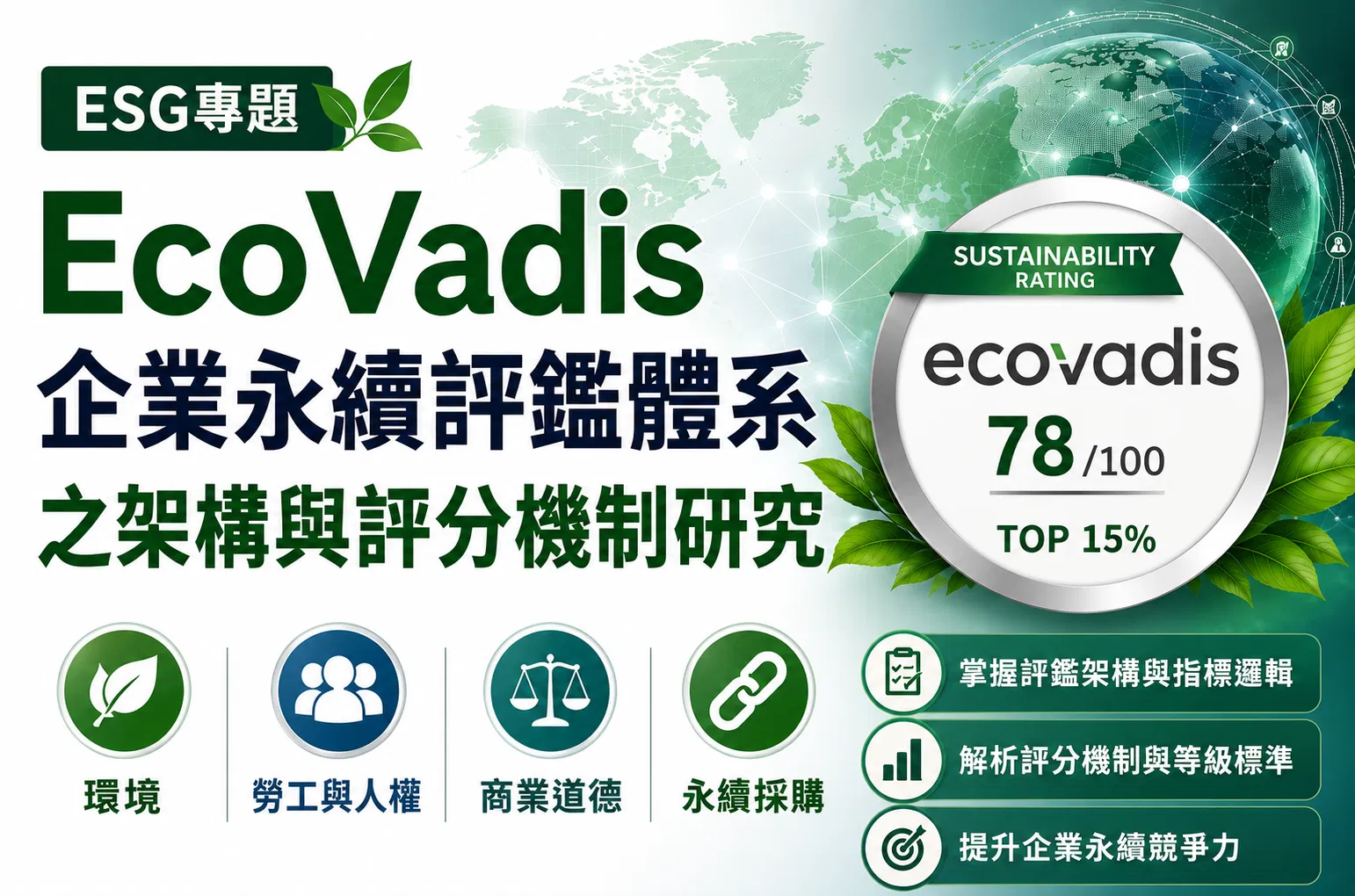 ESG專題：EcoVadis 企業永續評鑑體系之架構與評分機制研究