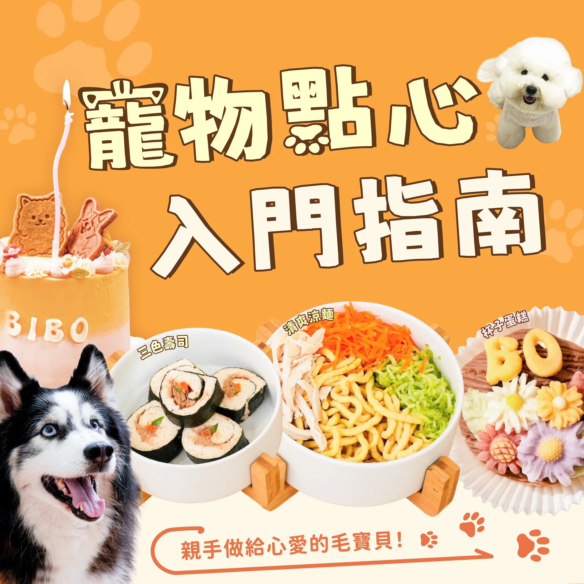 寵物點心入門指南|生日蛋糕、清爽涼麵、三色壽司、冰皮月餅...親手做給心愛的毛寶貝!|手掌心天然寵食