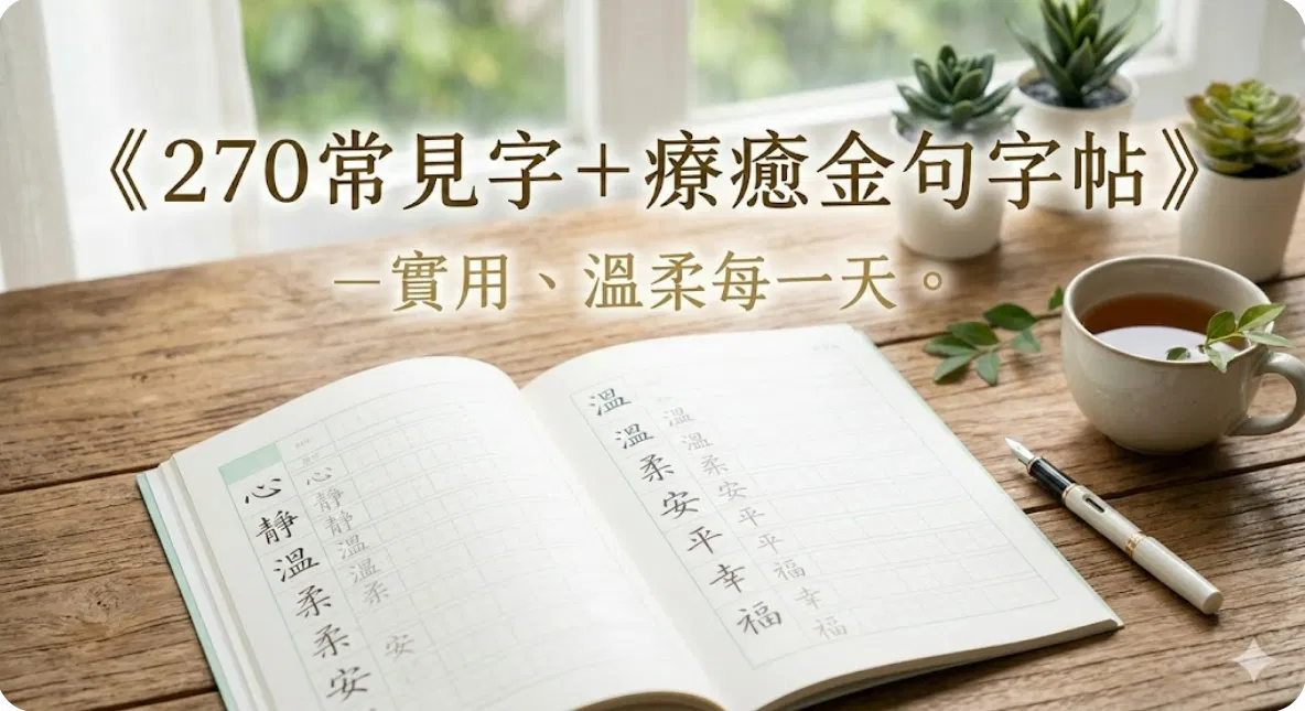 ♥️270個常用字及療癒金句電子字帖，原價599元，特價175。