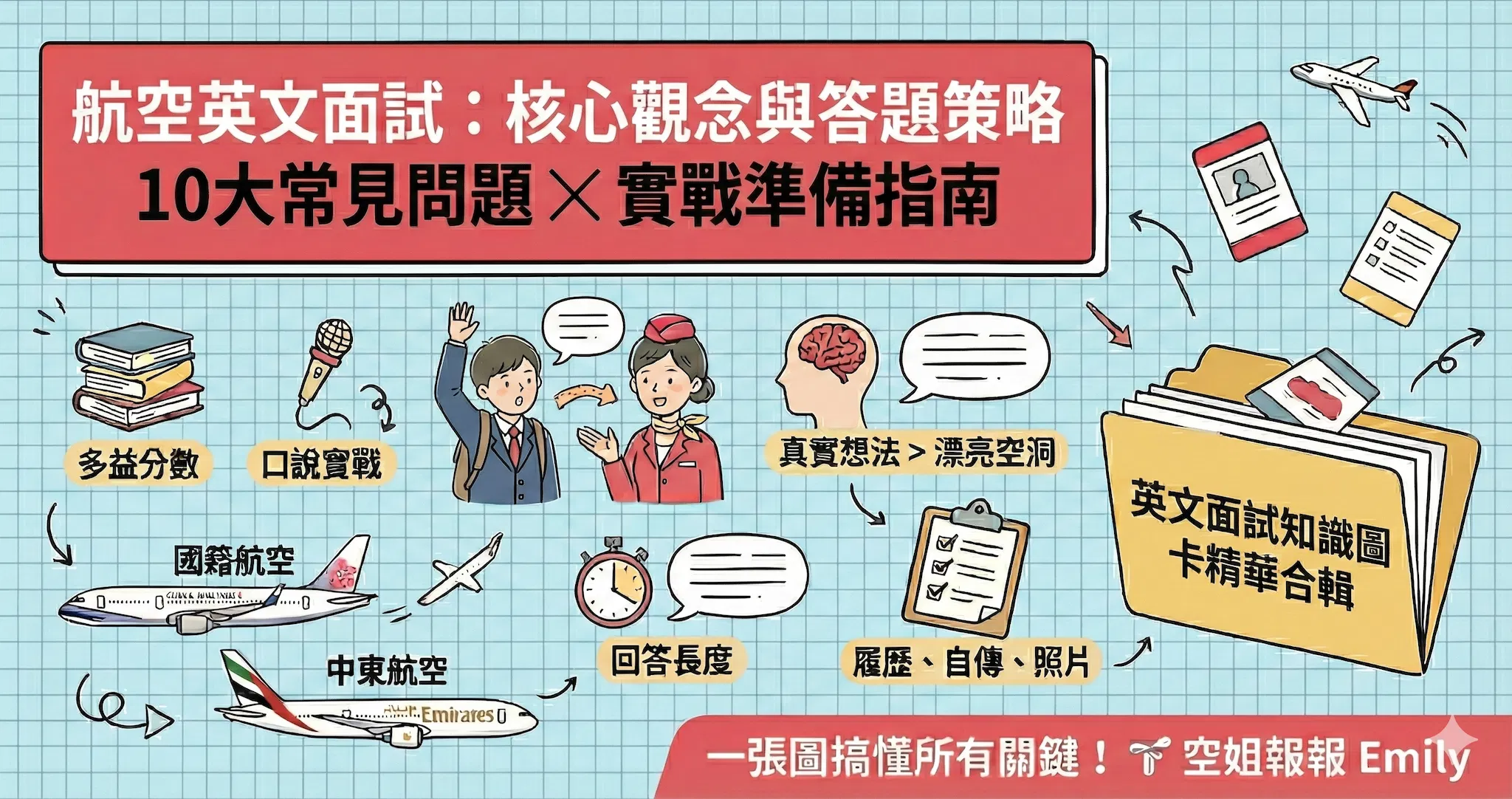【免費下載】航空英文面試：核心觀念與答題策略 知識圖卡精華合輯