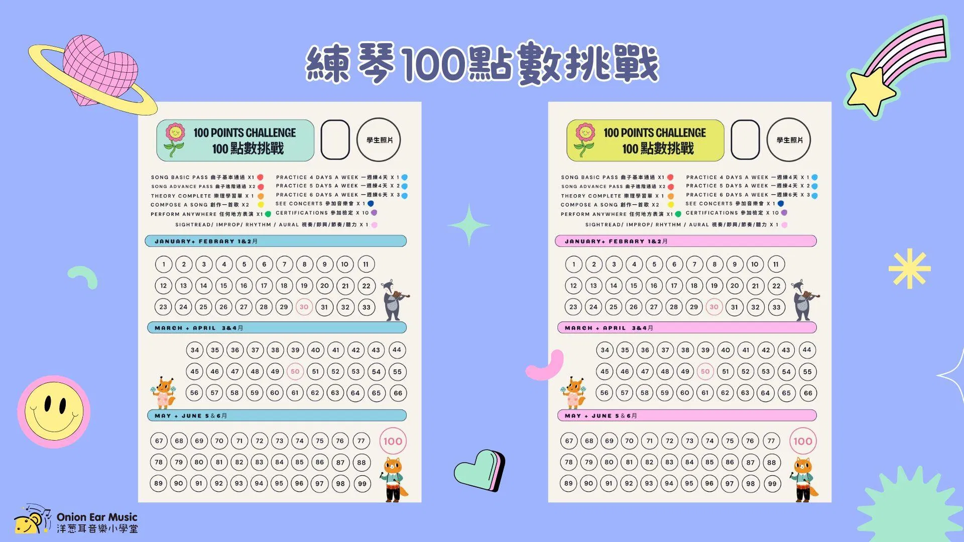 練琴100點數挑戰單