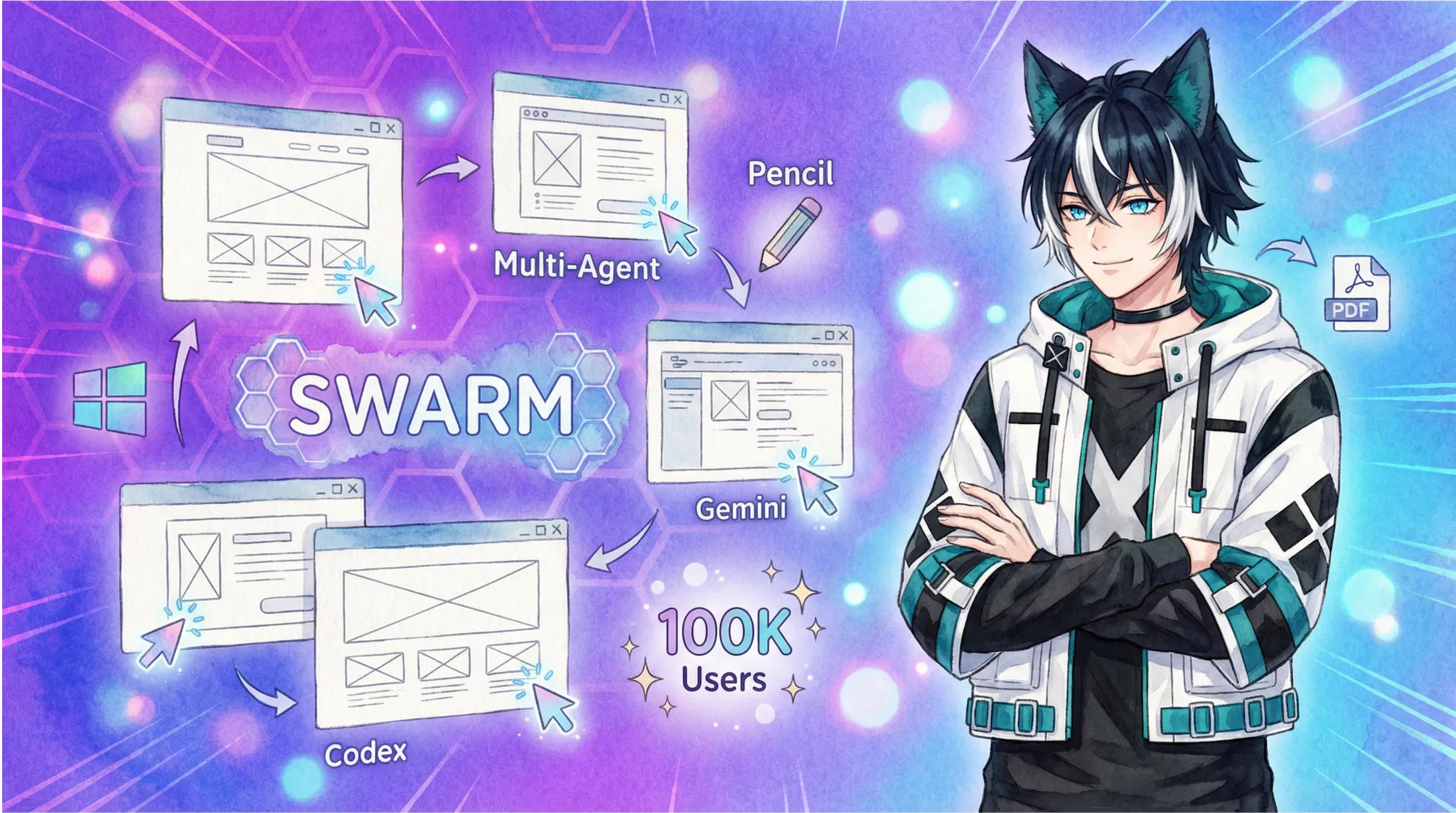 Pencil SWARM Mode 更新：10 萬用戶、多 Agent 平行設計、Windows 版與完整功能一覽