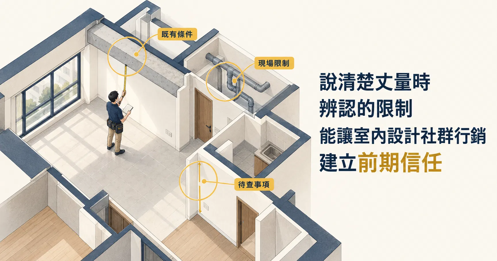 說清楚丈量時辨認的限制能讓室內設計社群行銷建立前期信任｜戴卡洛