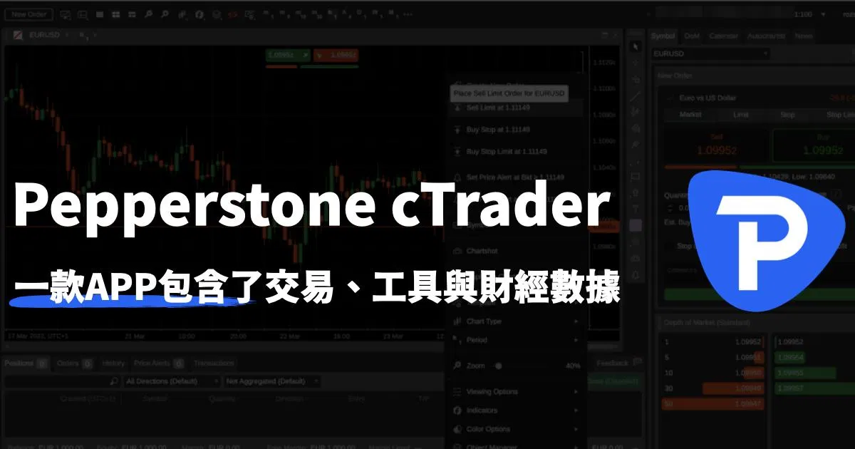 Pepperstone 獨家交易工具 cTrader 開箱介紹