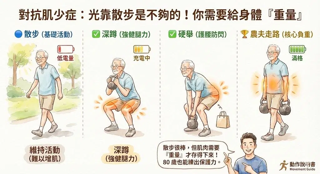 別讓你的肌肉「退休」！光靠散步是不夠的，對抗肌少症你需要這帖藥。