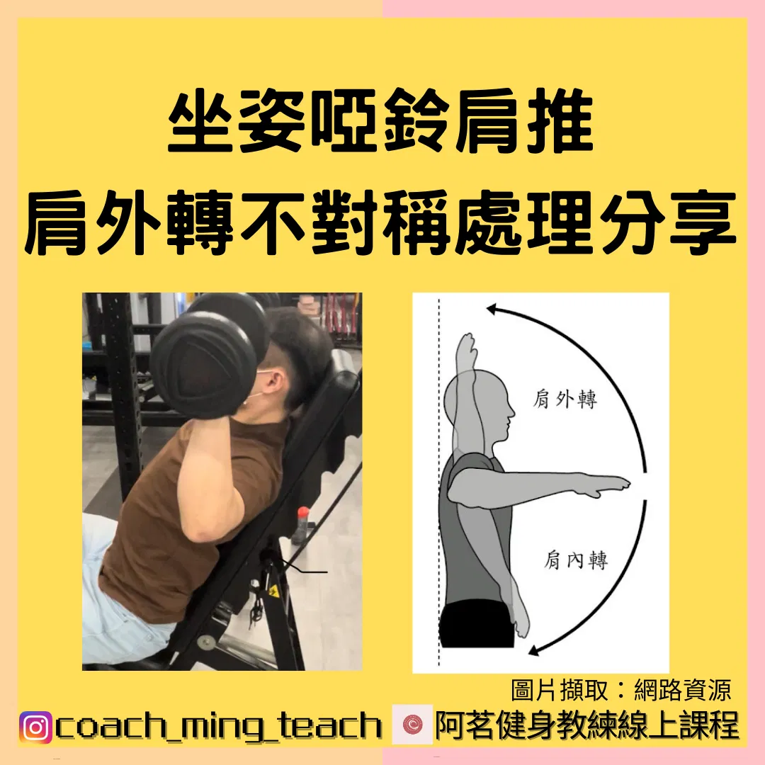 『坐姿啞鈴肩推，肩外轉不對稱處理分享』