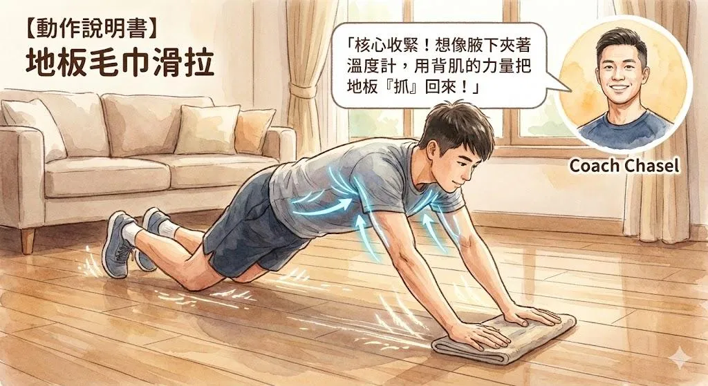 動作說明書：地板毛巾滑拉