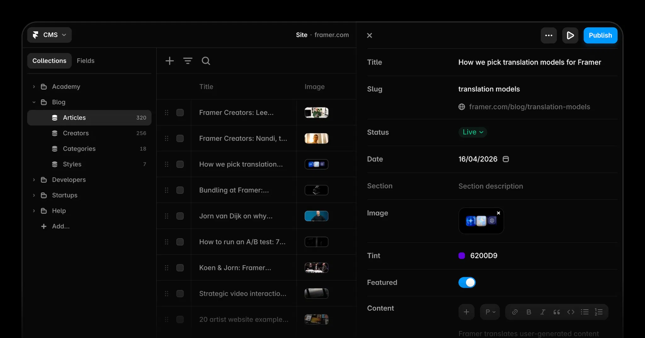 Framer CMS 怎麼用？Collection、動態頁面到 SEO 的完整教學