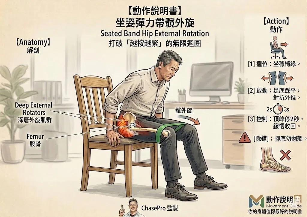 【動作說明書】深層旋轉肌升級：打破「越按越緊」的無限迴圈
