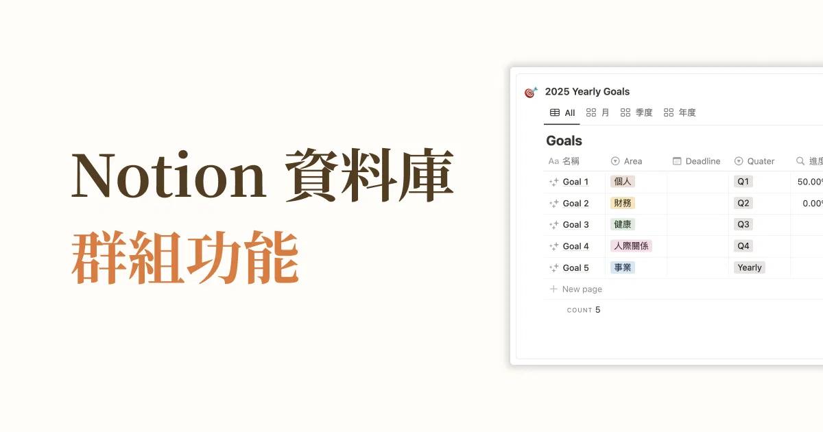 Notion 資料庫 - 群組功能