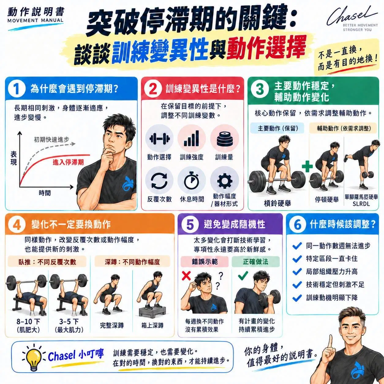 【動作說明書】突破停滯期的關鍵：談談訓練變異性與動作選擇