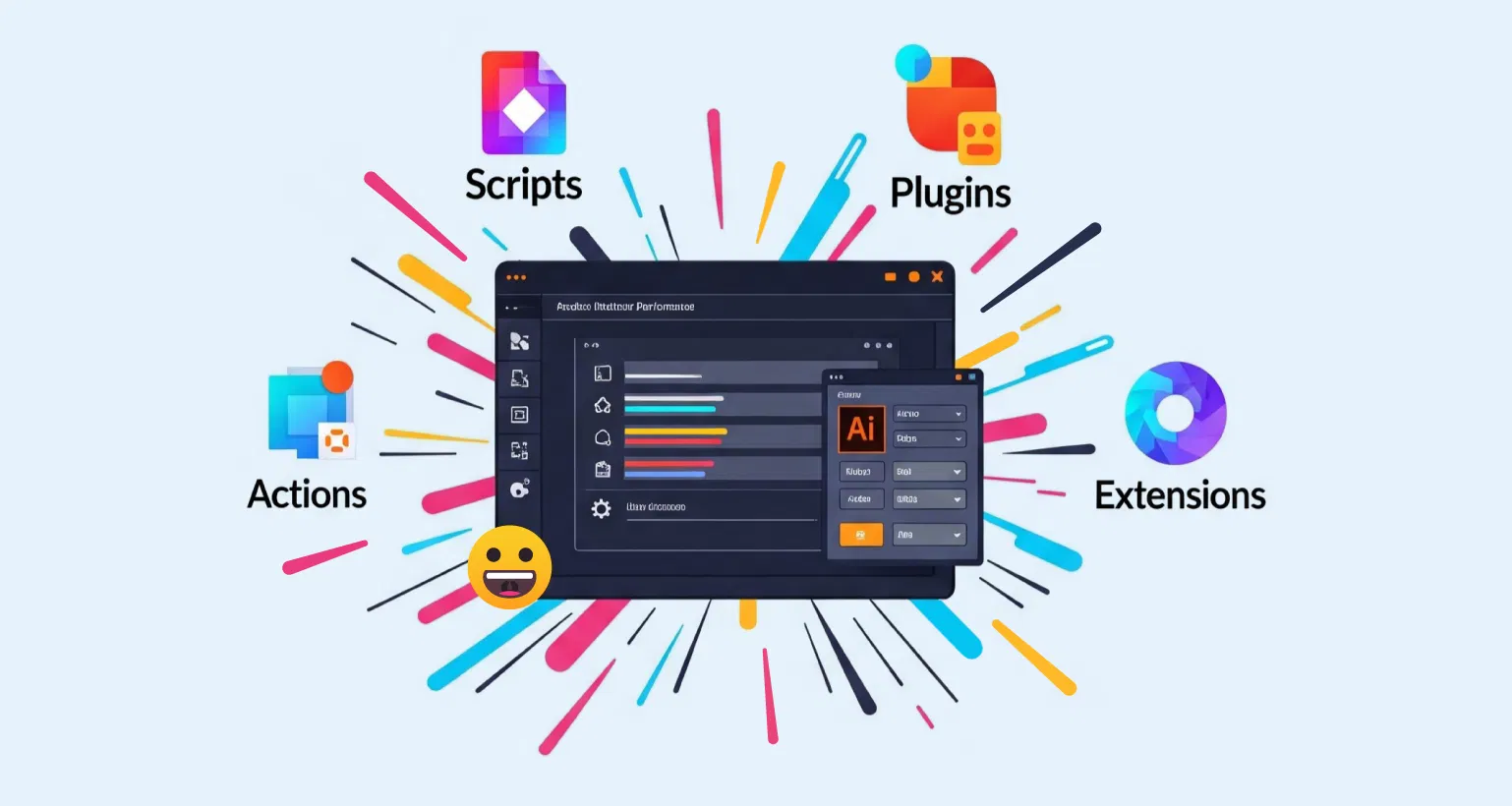 Adobe Illustrator 的動作、指令碼、外掛、擴充功能有什麼不同