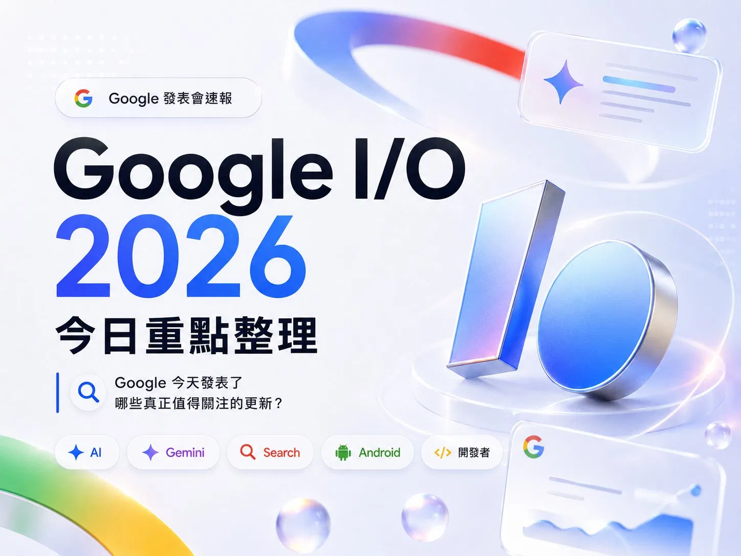 Google I/O 2026 重點整理:Gemini Omni、3.5 Flash、Universal Cart 一次看懂